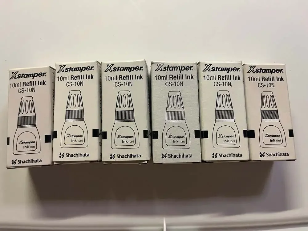 Lot of 6 Xstamper CS-10N 10ml Refill Ink Bottles (Blue, Red, Green)